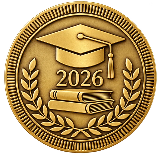 Sello dorado de graduación 2026